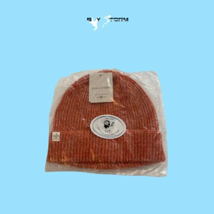 Sun + Stone Marled Rust Knit Beanie – Unisex Cuffed Winter Hat