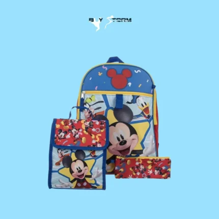Mickey Mouse 3-Piece Backpack Set for Kids – School Bag with Lunch Tote & Pencil Case