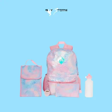 Girls’ 5-Piece Glitter Backpack Set – School Bag with Lunch Tote, Pencil Case & Water Bottle