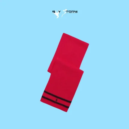 Striped Pink Winter Scarf – Soft Knit Scarf with Black Accent Lines