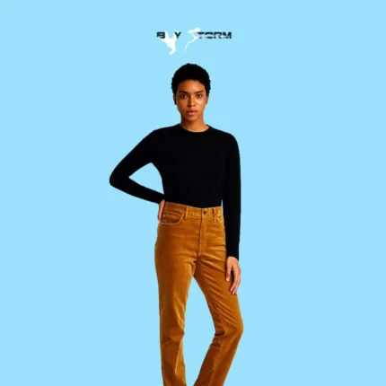 Women's High-Waist Corduroy Pants – Straight Fit