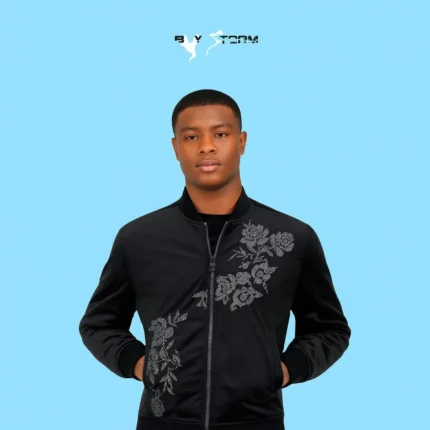 Black Jacket with white flower design